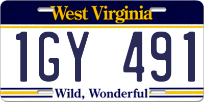 WV license plate 1GY491