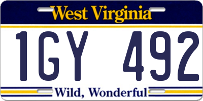 WV license plate 1GY492