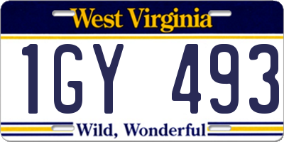 WV license plate 1GY493