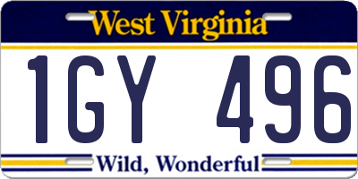 WV license plate 1GY496