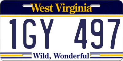 WV license plate 1GY497