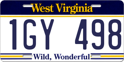 WV license plate 1GY498