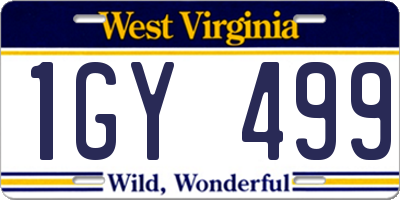 WV license plate 1GY499