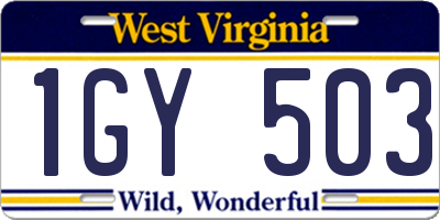 WV license plate 1GY503