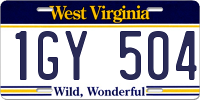 WV license plate 1GY504