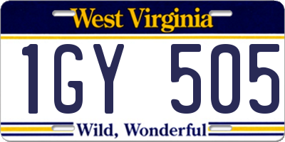 WV license plate 1GY505