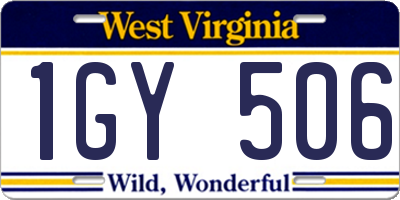 WV license plate 1GY506