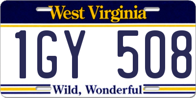 WV license plate 1GY508