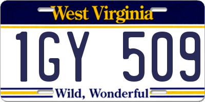 WV license plate 1GY509