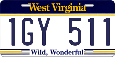 WV license plate 1GY511