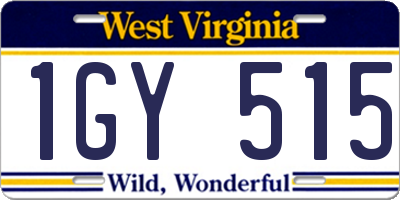 WV license plate 1GY515