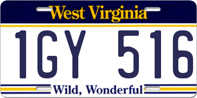 WV license plate 1GY516