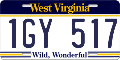 WV license plate 1GY517