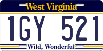 WV license plate 1GY521
