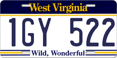 WV license plate 1GY522