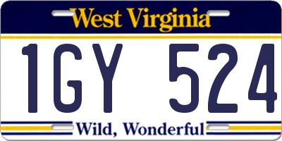 WV license plate 1GY524