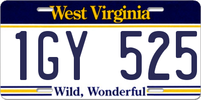 WV license plate 1GY525