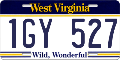 WV license plate 1GY527