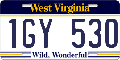 WV license plate 1GY530