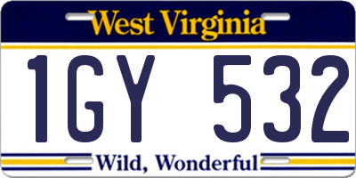 WV license plate 1GY532