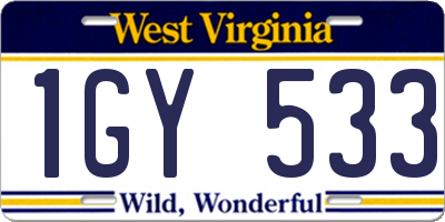 WV license plate 1GY533