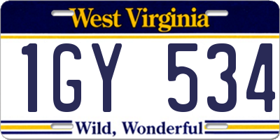 WV license plate 1GY534