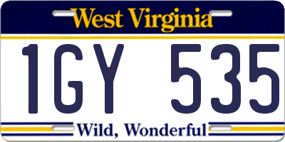 WV license plate 1GY535