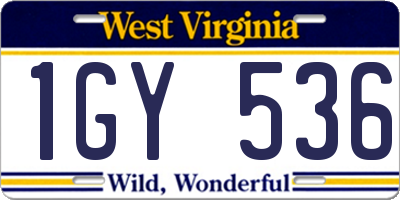 WV license plate 1GY536