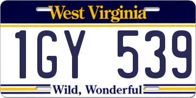 WV license plate 1GY539