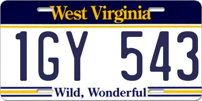 WV license plate 1GY543