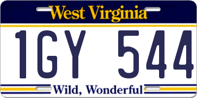 WV license plate 1GY544