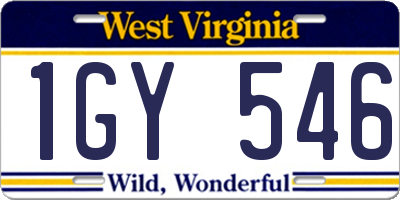 WV license plate 1GY546