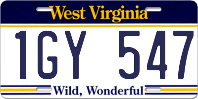 WV license plate 1GY547