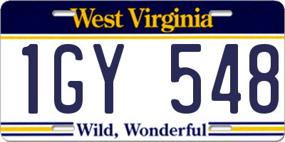 WV license plate 1GY548