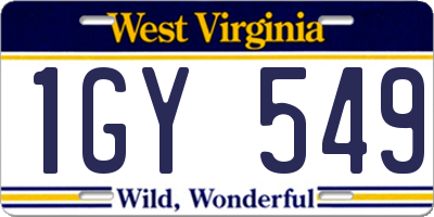 WV license plate 1GY549