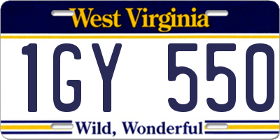 WV license plate 1GY550
