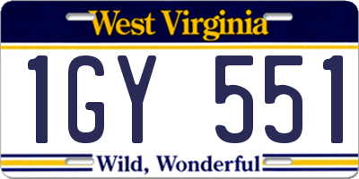 WV license plate 1GY551