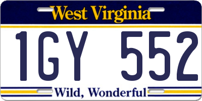 WV license plate 1GY552