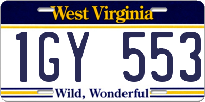 WV license plate 1GY553