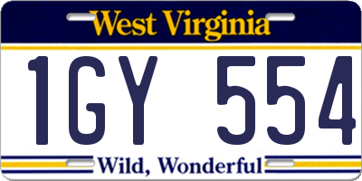 WV license plate 1GY554