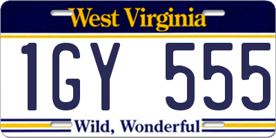 WV license plate 1GY555