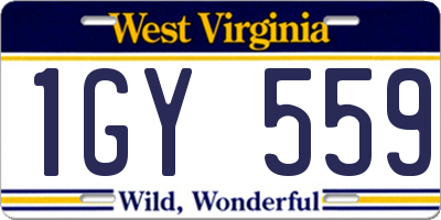 WV license plate 1GY559