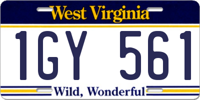 WV license plate 1GY561