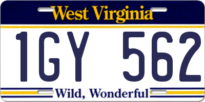 WV license plate 1GY562