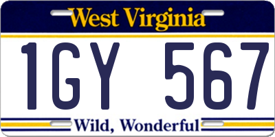 WV license plate 1GY567