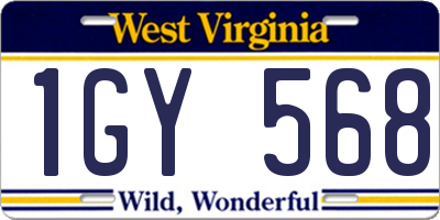WV license plate 1GY568