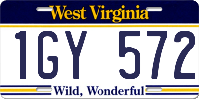 WV license plate 1GY572