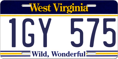 WV license plate 1GY575