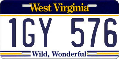 WV license plate 1GY576