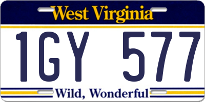 WV license plate 1GY577
